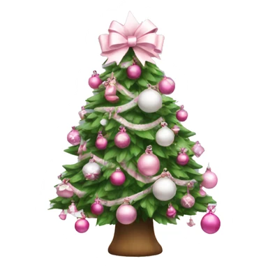 A Christmas tree with bows and pink and white ornaments  sticker
