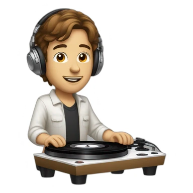 A white with short brown hairs without glasses DJ playing music on turntables sticker