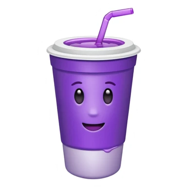 ios styrofoam cup with purple liquid inside no straw sticker