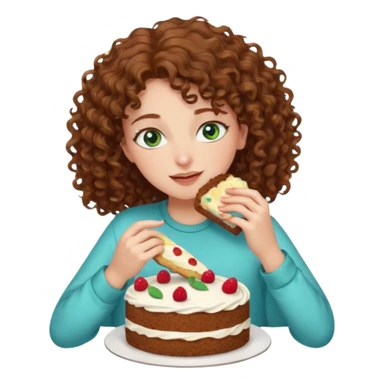 Brown curly hair girl blue green eyes painting sleeping eating dancing listening to misic sticker