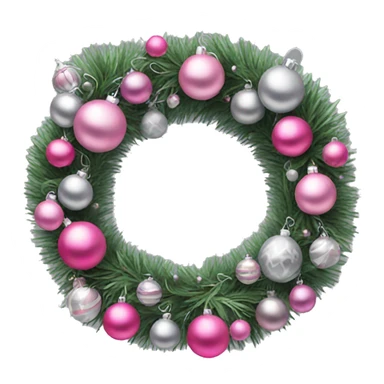 Garland wreath with pink and silver ornaments sticker