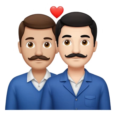 2 Guys being in love one brown hair with mustache and other black, white skin sticker