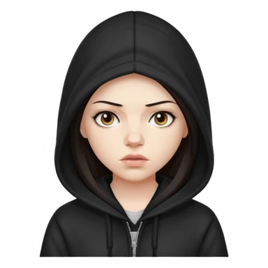 white girl with a hood on with dark hair looking like a rapper sticker