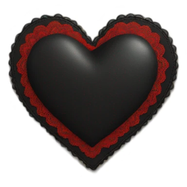 Wide black leather heart with red lace border sticker