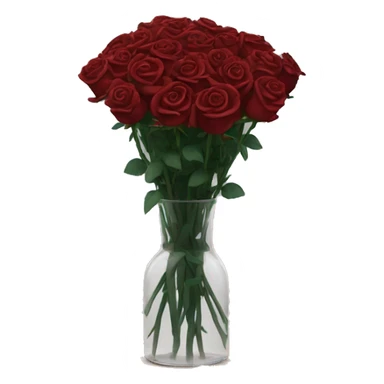 10000000 dark red  roses on stems in a clear glass vase sticker