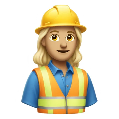 Blonde Malesdada construction worker with hat and blue work wear sticker