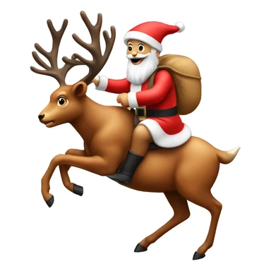 santa claus riding a deer sticker