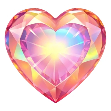 Heart cut pink fire opal gemstone with holographic rainbow plays of fire and brilliance sticker