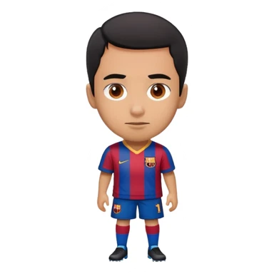 A person wearing Barcelona jersey and have short haircut with black hair  sticker
