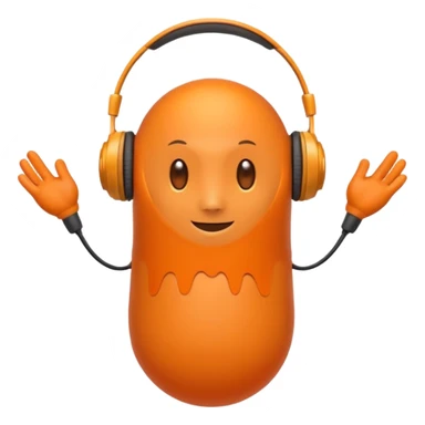 Orange round head with a Orange cone body and without arms and legs with orange antennae and headphones sticker