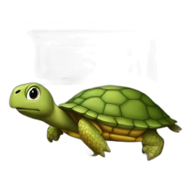 Tortue sur armoire qui mange du poulet sticker