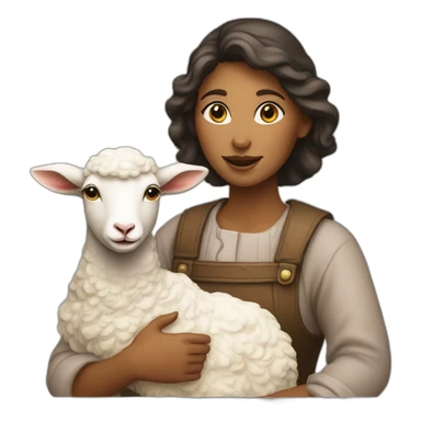 a woman shepherdess with a lamb sticker
