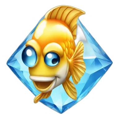 Gold and diamond fish crystal jewel sticker