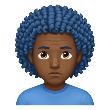 dark-skinned male in blue shirt staring with contempt curly hair sticker