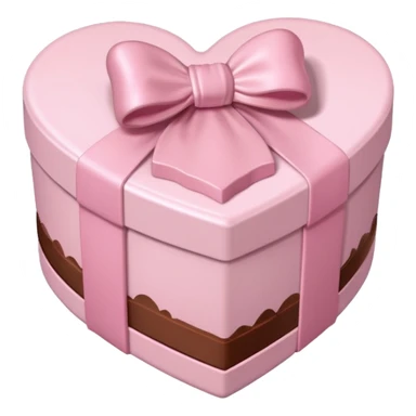 pale pink heart box, pale pink bow, filled with chocolates inside sticker