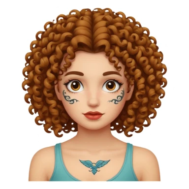 curley hair tattoo girl, full on face. sticker