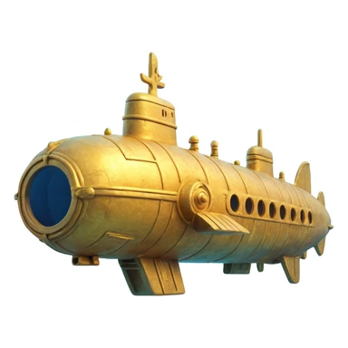 ancient golden submarine with Anunnaki motifs underwater weathered and mystical look sticker