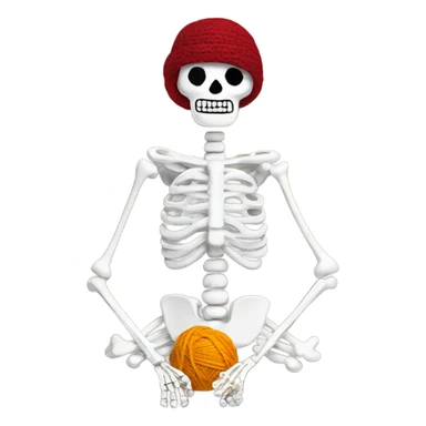 A skeleton crocheting  sticker