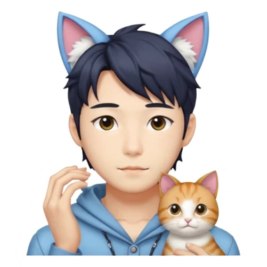  Korean Japanese Handsome Attractive Romantic Shoujo-Anime-style gentleMan with cat ears   sticker