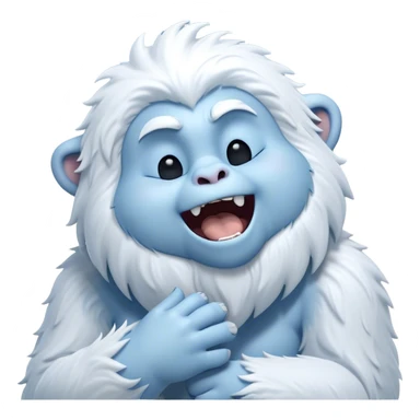 Cinematic Cute Yawning Yeti Portrait Emoji, with a charming, fluffy, snow-dusted figure in gentle whites and cool blues, head tilting back in a wide, endearing yawn with softly closed, peaceful eyes and a content little smile, simplified yet irresistibly adorable, highly detailed with a soft, frosty glow and outline capturing the serene slumber of a yeti! sticker