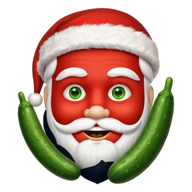 santa with cucumbers on eyes sticker