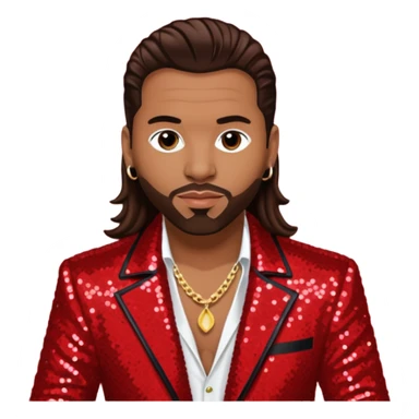 Kevin Thornton, R&B Singer (b. 1969) from Color Me Badd with long dark brown hair, red sequin outfit sticker