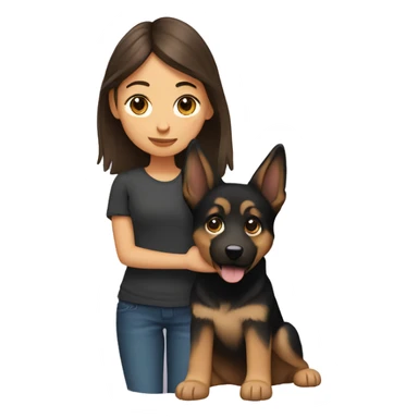 Girl with brunette hair holding a German shepherd  sticker