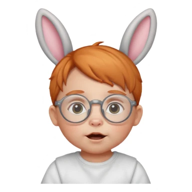 bunny ear wearing ginger small baby spectacled sticker
