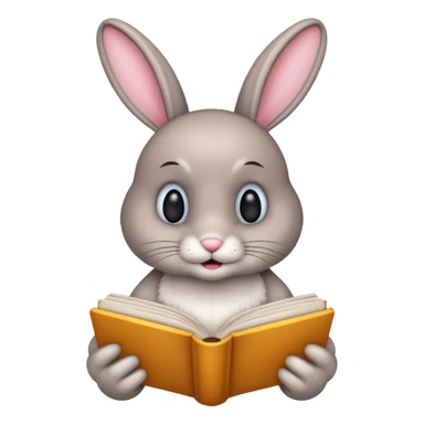 bunny reading book sticker