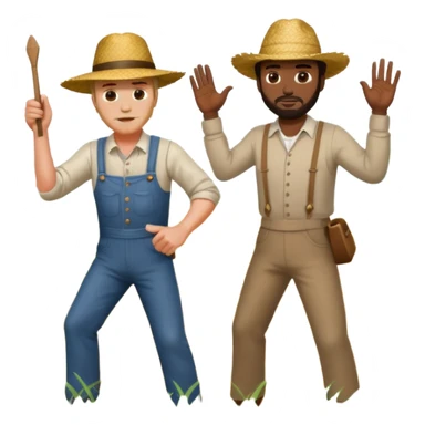 white farmer whipping black man with straw hat sticker