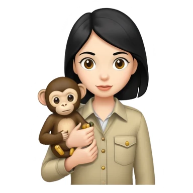 a girl with black hair with a monkey in her pocket sticker