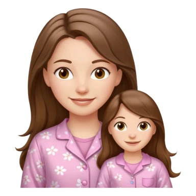 smiling white long brunette hair girl with hazel eyes and in light pink pajamas sticker