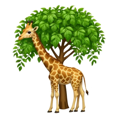 giraffe eating leaves from a tree sticker