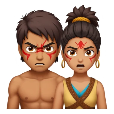 brother and sister fighting modern culture naughty  - indian skin and hairstyle sticker