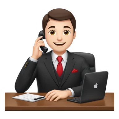 excited office boss on phone at his desk sticker