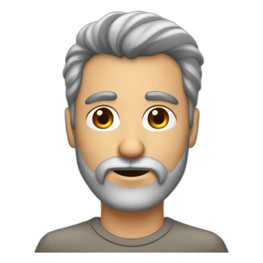 Hombre de 40 años pelo rapado y barba recortada gris con los ojos marrones y anteojos sticker