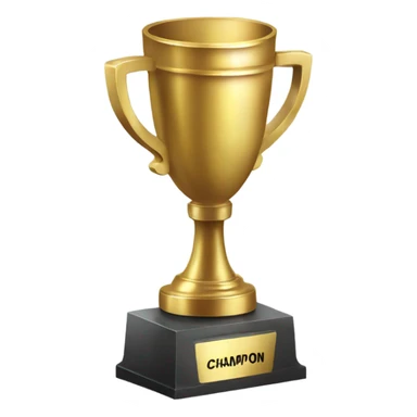 A championship trophy with 'Champion' written on it sticker