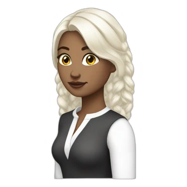 anissa la bdh blanche avec les cheveux noir lisse et long sticker