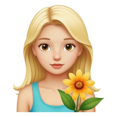 Blonde girl with vacation flower sticker