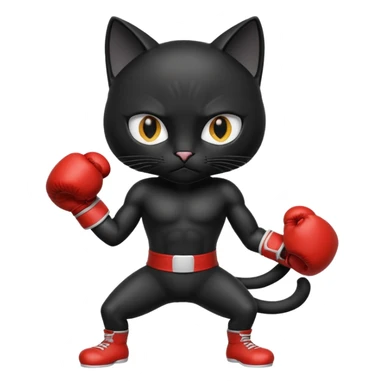 Black cat wearing boxing gloves sticker