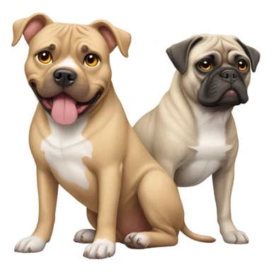 Grey Pitbull and tan pug sticker