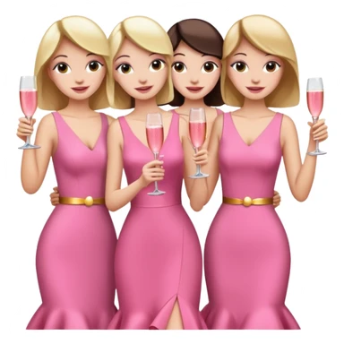 Three woman with pink dresses and pink champagne celebrating sticker