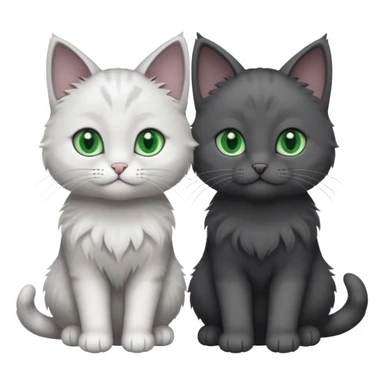 2 different coloured small cats including a dark grey and white and a completely solid dark grey with green eyes and only white paws sticker