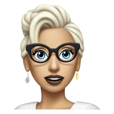 Lady gaga blue eyes black glasses realistic updo talking on the phone  sticker