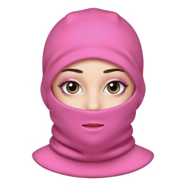 baggy stylish balaclava pink in colour with girly eyes showing through the eye holes of the balaclava with beautiful eyelashes on  sticker