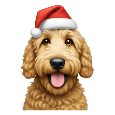 Golden doodle dog wearing a Christmas hat  sticker