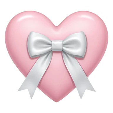 Light pink heart with white ribbon bow sticker