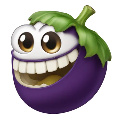 Face eating an eggplant sticker