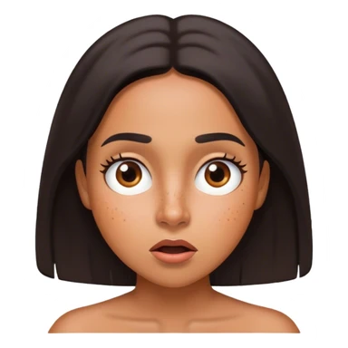 expresión de sorpresa de mujer latina con pequeños lunares en la cara, de pelo lacio sticker