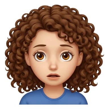 extreme worried face, curly hair girl,  sticker